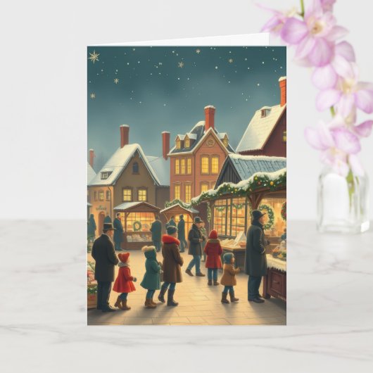 Klassieke Kerst Illustratie Kaart (Orchidee)