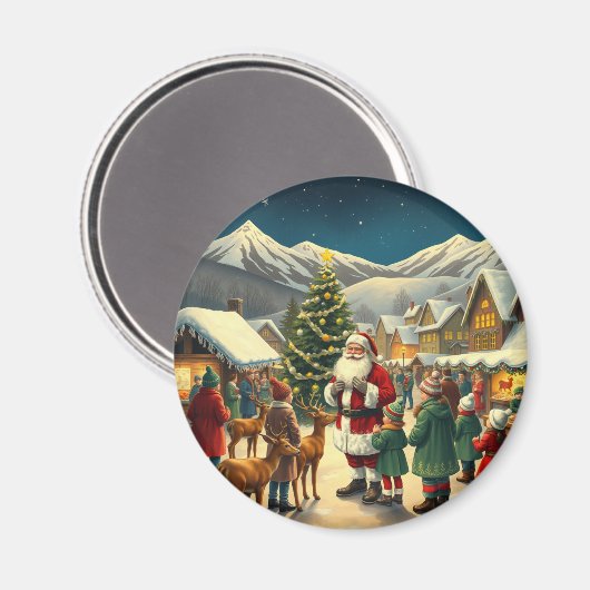Klassieke Kerst Illustratie Magneet (Voorkant / Achterkant)