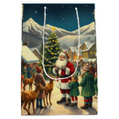 Klassieke Kerst Illustratie Medium Cadeauzakje (Achterkant)