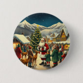 Klassieke Kerst Illustratie Ronde Button 5,7 Cm (Voorkant)