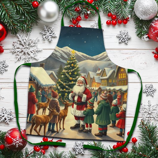 Klassieke Kerst Illustratie Schort