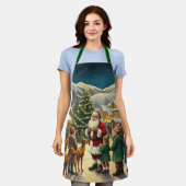 Klassieke Kerst Illustratie Schort (Gedragen)