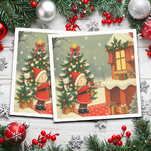 Klassieke Kerst Illustratie Servet