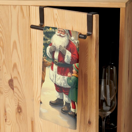 Klassieke Kerst Illustratie Theedoek (Derde Gevouwen)