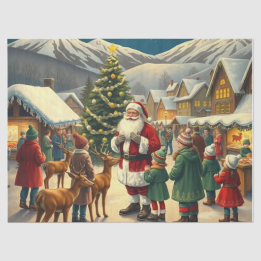 Klassieke Kerst Illustratie Tissuepapier (Voorkant)