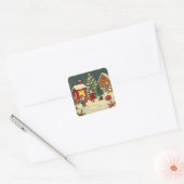 Klassieke Kerst Illustratie Vierkante Sticker (Envelop)