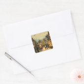 Klassieke Kerst Illustratie Vierkante Sticker (Envelop)