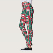 Klassieke Kerst Inpakpapier Patroon Rood Groen Leggings (Links)