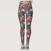 Klassieke Kerst Inpakpapier Patroon Rood Groen Leggings (Voorkant)