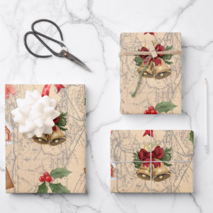 Klassieke kerst inpakpapier vel