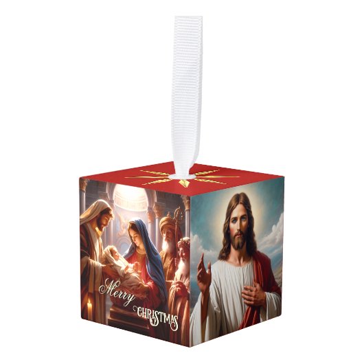 Klassieke Kerst Jezus Mary Angel Decoratie (Voorkant hoekig)