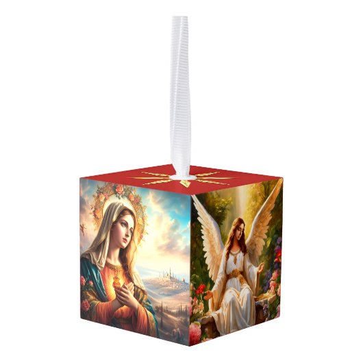 Klassieke Kerst Jezus Mary Angel Decoratie (Achter hoekig)