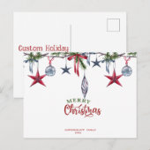 Klassieke kerst Kaart, aangepaste kerst ornamenten Feestdagenkaart (Voorkant / Achterkant)