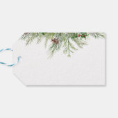 Klassieke kerst-kerst groene rode feestdag cadeaulabel (Achterkant Horizontaal)