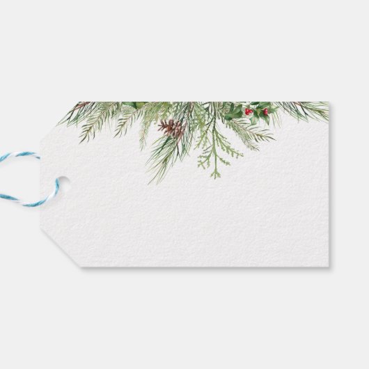 Klassieke kerst-kerst groene rode feestdag cadeaulabel (Achterkant Horizontaal)