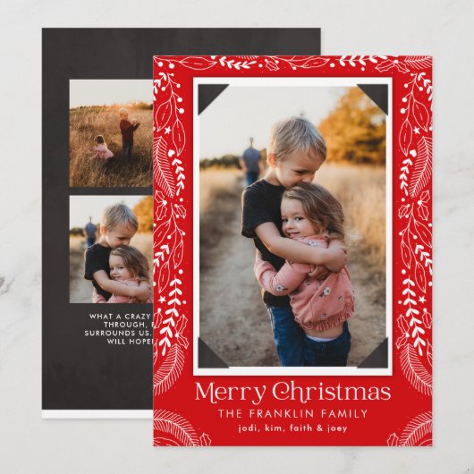 Klassieke kerst-kerstbekorting met foto-feestdag feestdagenkaart (Voorkant / Achterkant)