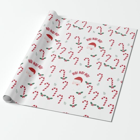 Klassieke Kerst Kerststok Cadeaupapier (Uitgerold)