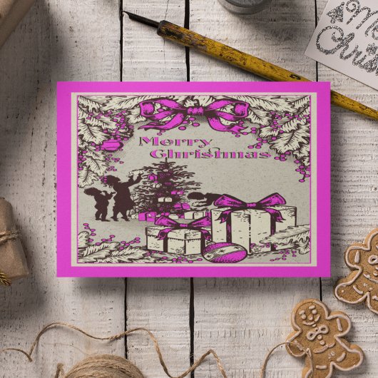 Klassieke Kerst Kinderen Sierlijke Boom Feestdagenkaart