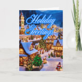 Klassieke Kerst Kleurrijke Feestgroeten Feestdagen Kaart (Voorkant)