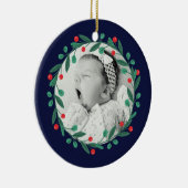 Klassieke Kerst Krans Babys 1e Kerstmis Keramisch Ornament (Rechts)