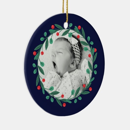 Klassieke Kerst Krans Babys 1e Kerstmis Keramisch Ornament (Rechts)