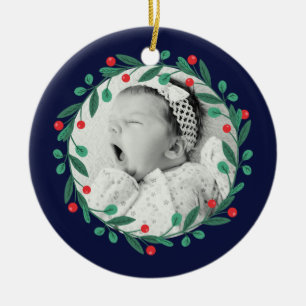 Klassieke Kerst Krans Babys 1e Kerstmis Keramisch Ornament