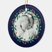Klassieke Kerst Krans Babys 1e Kerstmis Keramisch Ornament (Links)