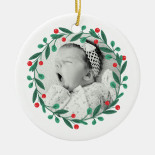 Klassieke Kerst Krans Babys 1e Kerstmis Keramisch Ornament