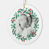 Klassieke Kerst Krans Babys 1e Kerstmis Keramisch Ornament (Links)