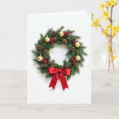 Klassieke Kerst Krans Kaart Red Bow en Goud (Gele Bloem)