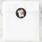 Klassieke Kerst-Lama Kerstwinter  Ronde Sticker (Tas)