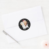 Klassieke Kerst-Lama Kerstwinter  Ronde Sticker (Envelop)