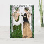 Klassieke Kerst Martini Flapper Dames uit de jaren Feestdagen Kaart (Voorkant)