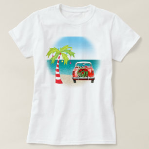 Klassieke kerst met tropisch strand t-shirt