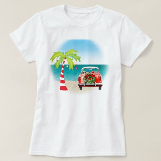 Klassieke kerst met tropisch strand t-shirt (Design voorkant)