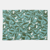 Klassieke Kerst Mistletoe in Blauw en Wit Theedoek (Horizontaal)