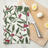 Klassieke Kerst Mistletoe rood en groen Theedoek (Quarter Fold)