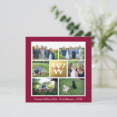 Klassieke Kerst Monogram Vakantie Foto Collage Feestdagenkaart (Staand voorkant)