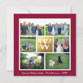 Klassieke Kerst Monogram Vakantie Foto Collage Feestdagenkaart (Voorkant)