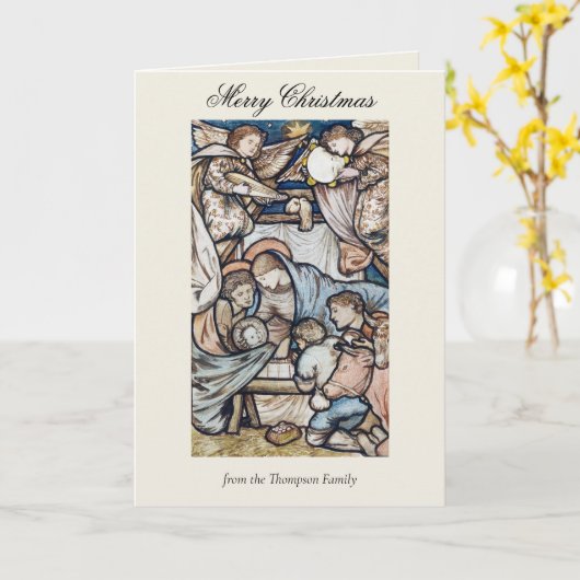 Klassieke Kerst Nativiteit Christelijke Vreugde Kaart (Gele Bloem)