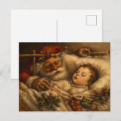 Klassieke Kerst Olie Schildering van Sinterklaas b Briefkaart (Voorkant / Achterkant)