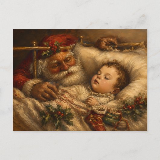 Klassieke Kerst Olie Schildering van Sinterklaas b Briefkaart (Voorkant)