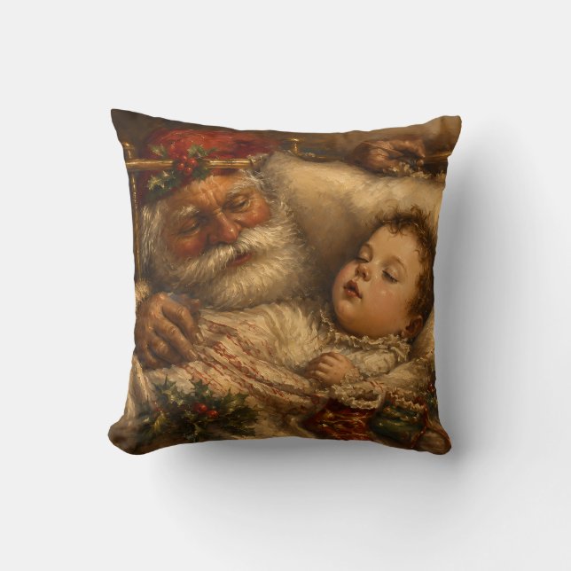 Klassieke Kerst Olie Schildering van Sinterklaas b Kussen (Voorkant)
