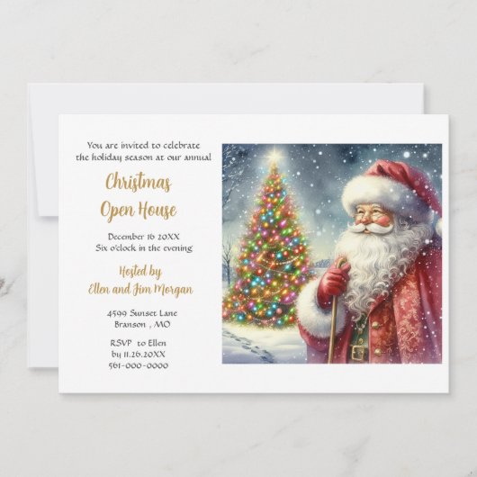 Klassieke Kerst Open Huis Vakantie Uitnodiging (Voorkant)