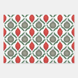 Klassieke Kerst Ornamente Set Inpakpapier Vel