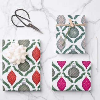 Klassieke Kerst Ornamente Set Inpakpapier Vel