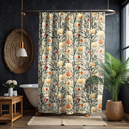 Klassieke Kerst Ornamenten Douchegordijn