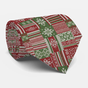 Klassieke Kerst Patchwork Brei -Rood, Groen (2) Stropdas