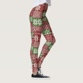Klassieke Kerst Patchwork Brei -Rood, Groen Leggings (Rechts)