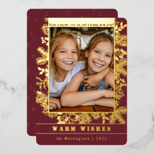 Klassieke kerst   Pijn en botanische foto op maat Folie Feestdagenkaart